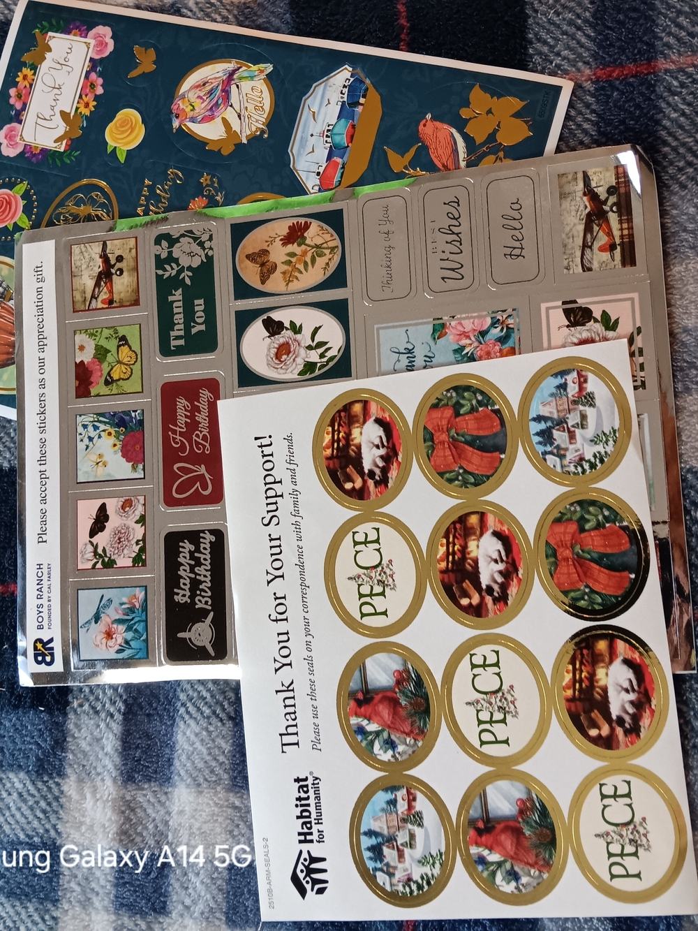 Decorative Round Holiday Sticker Sheet - White & Gold